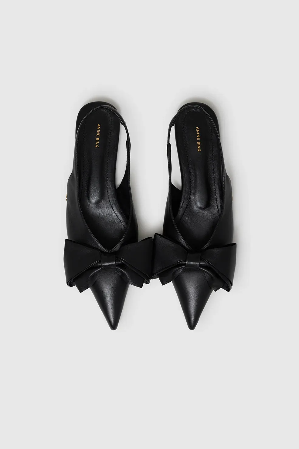 Anine Bing Nina Slingback Flats With Bow - Black