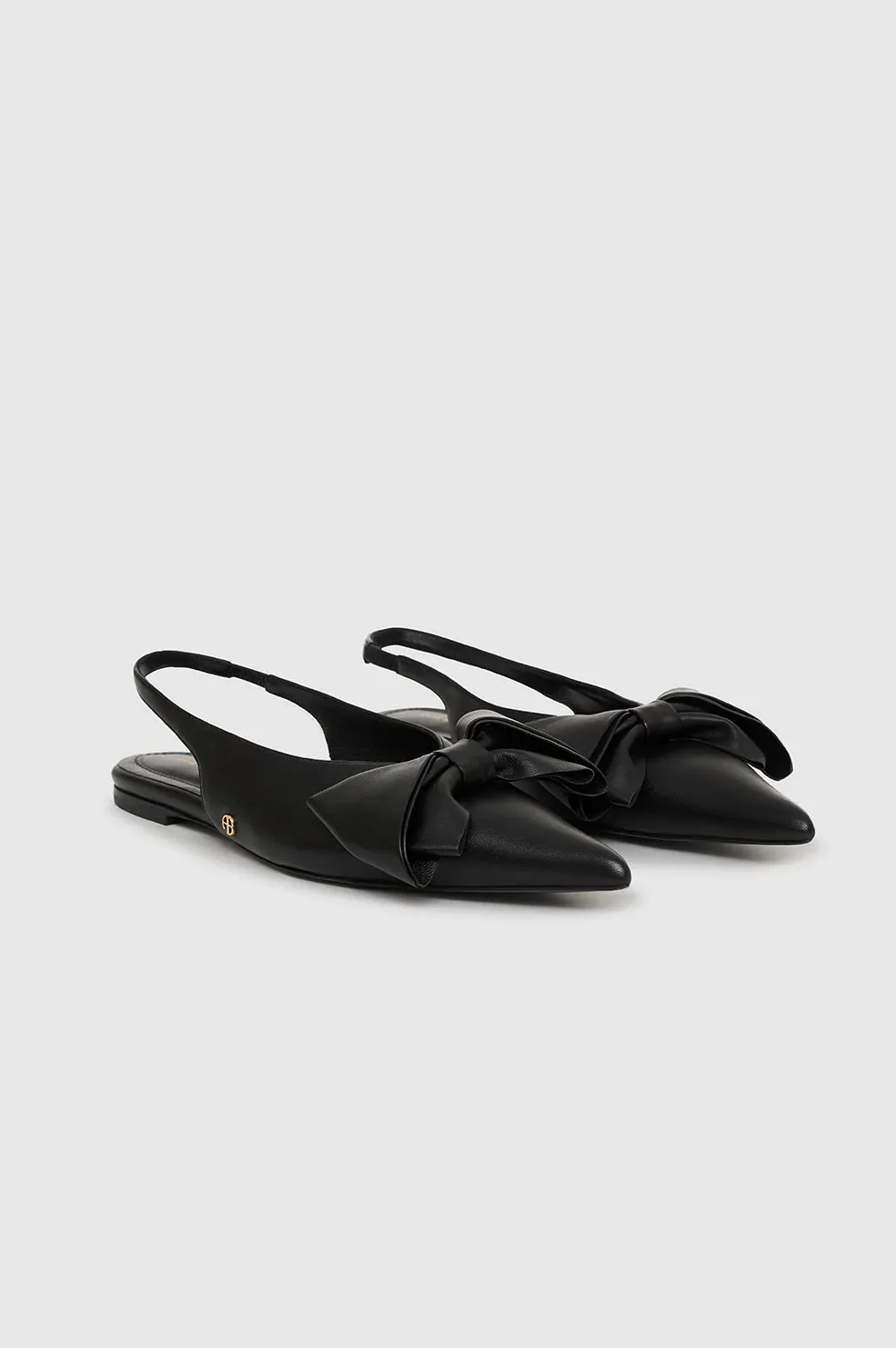 Anine Bing Nina Slingback Flats With Bow - Black