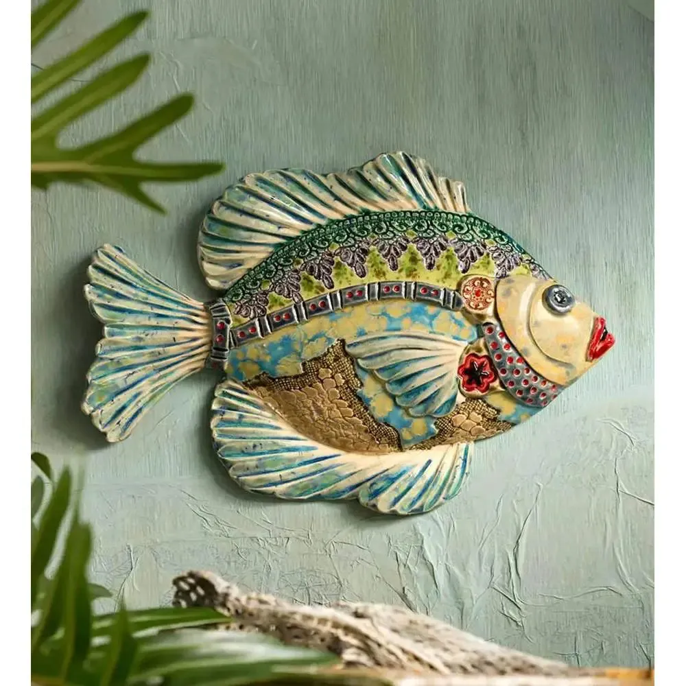 Blue Gill Fish Wall Art C BG Hand Crafted Art Pottey by Cathy and Carie Crain of Crain Pottery Art Studio