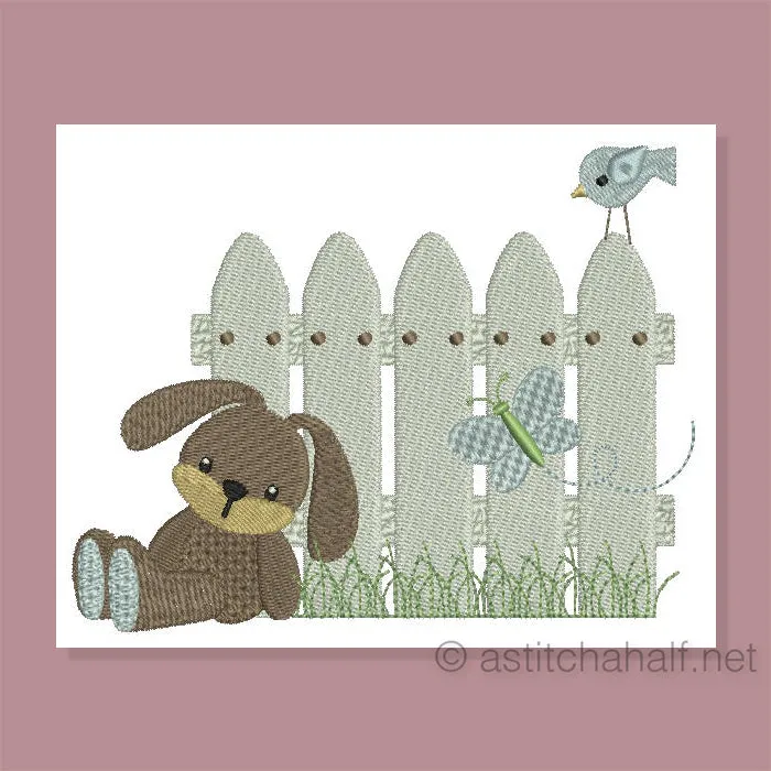 Bunny at Picket Fence