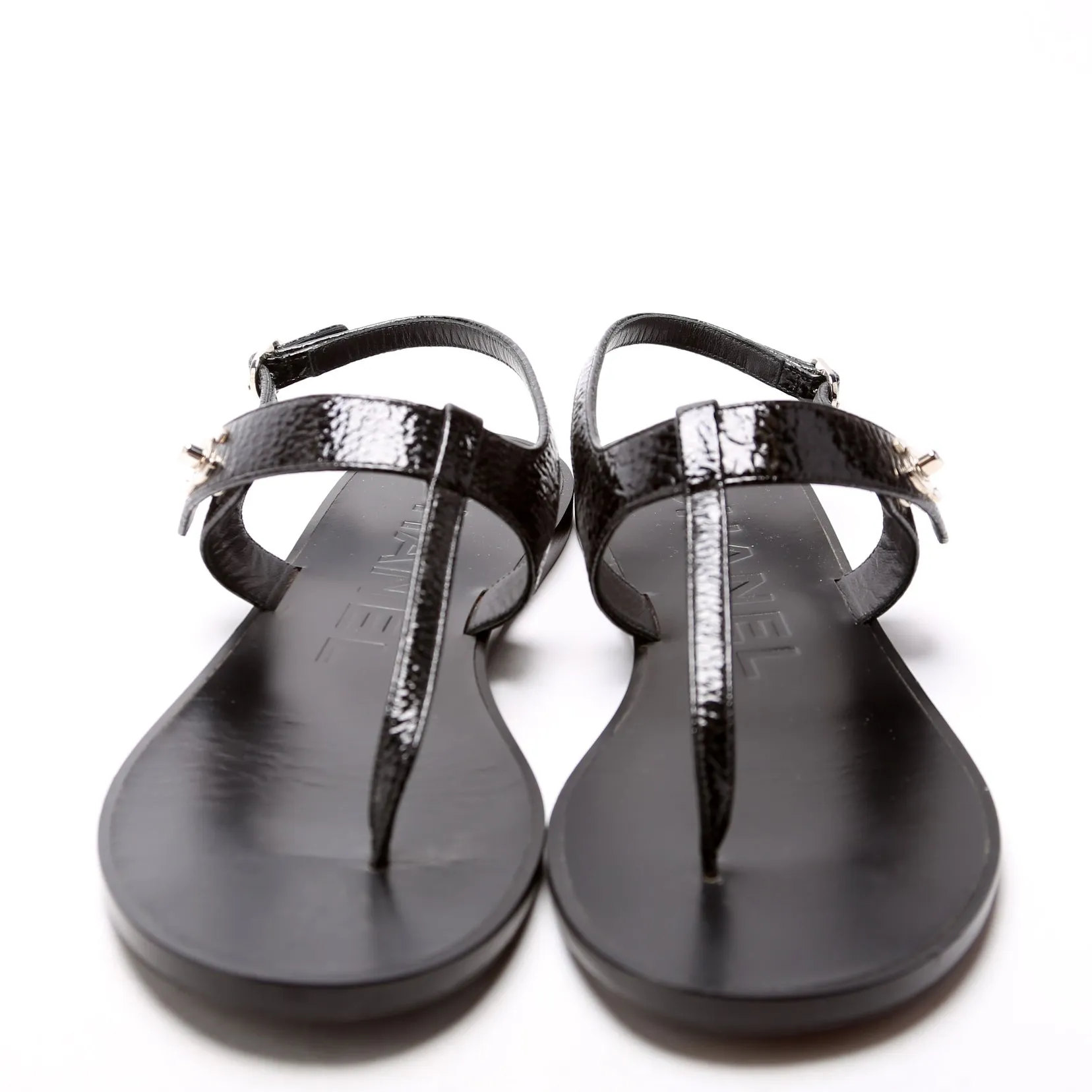 CC Turnlock T-Strap Sandals Size 38.5 Black