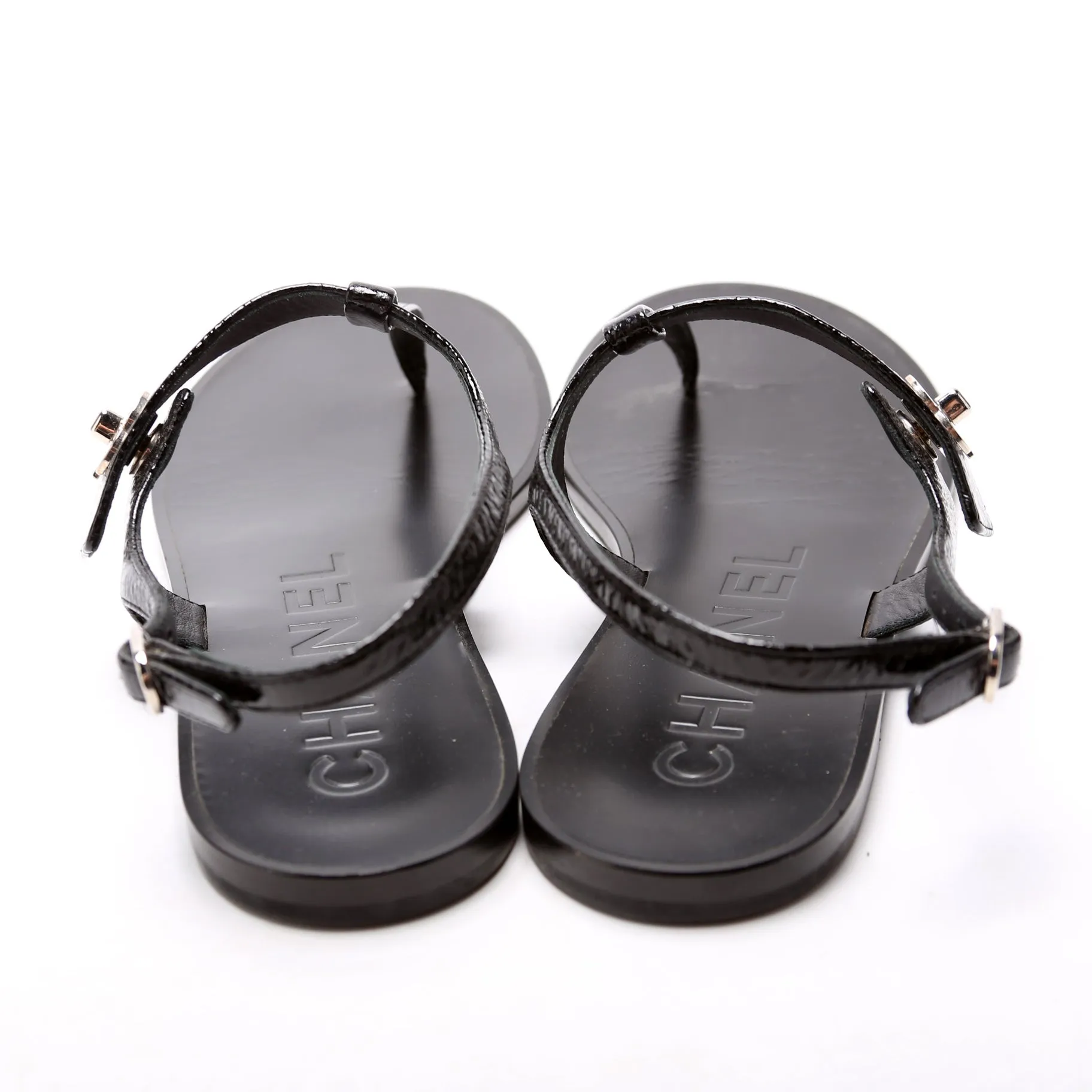 CC Turnlock T-Strap Sandals Size 38.5 Black