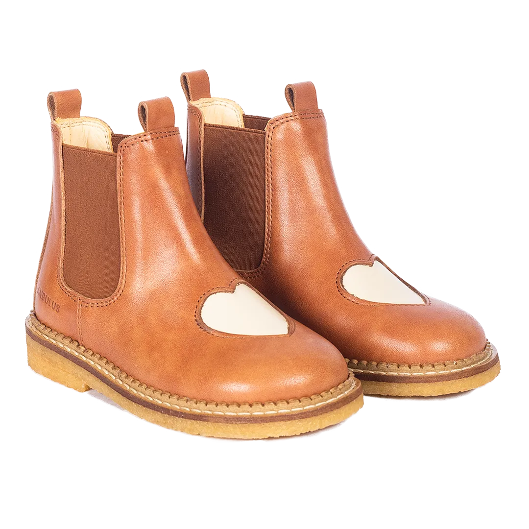 Chelsea boots with heart - Tan/Buttermilk/Cognac