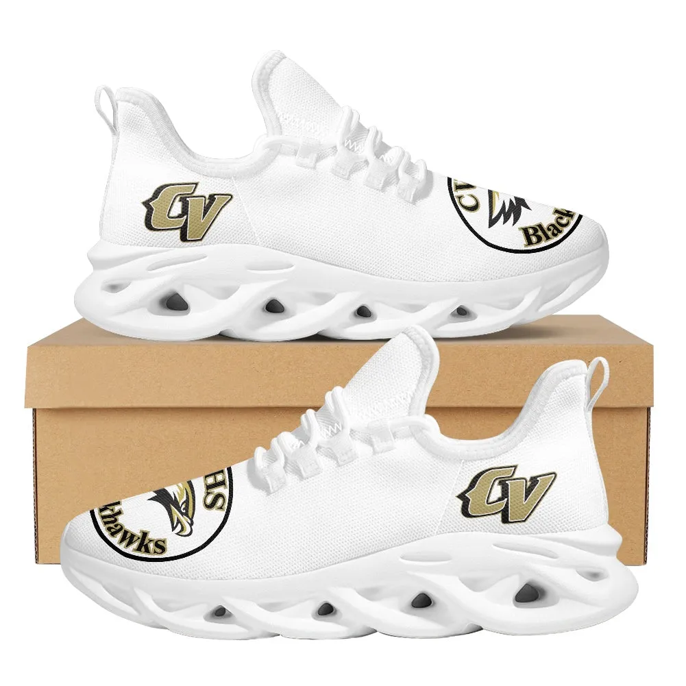 CVHS Blackhawk Logo White & Charcoal Gray Max Soul Athletic Shoes