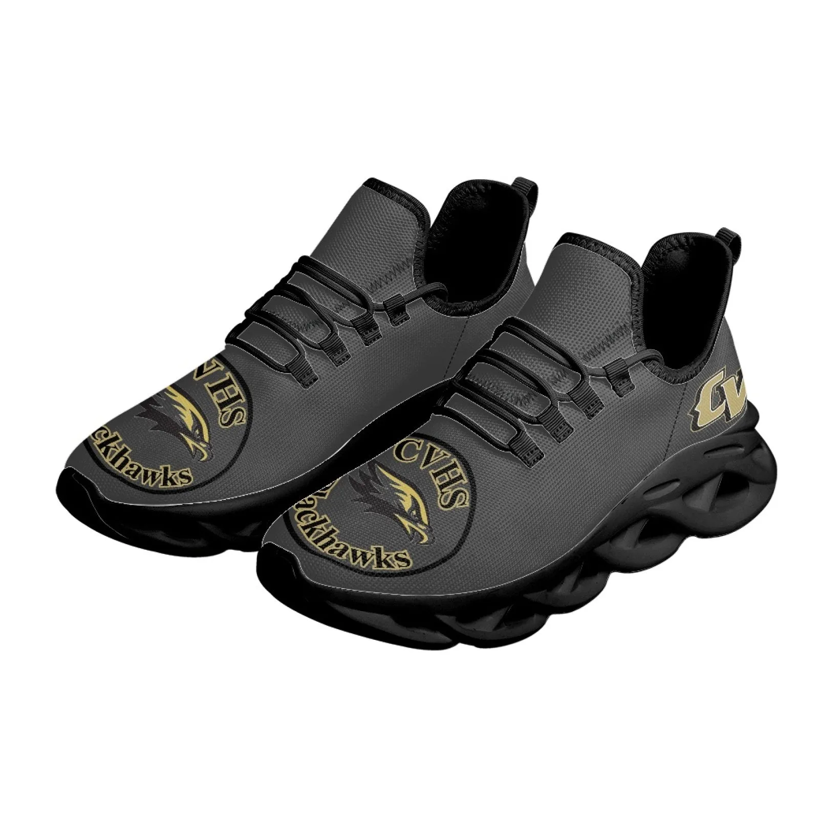 CVHS Blackhawk Logo White & Charcoal Gray Max Soul Athletic Shoes