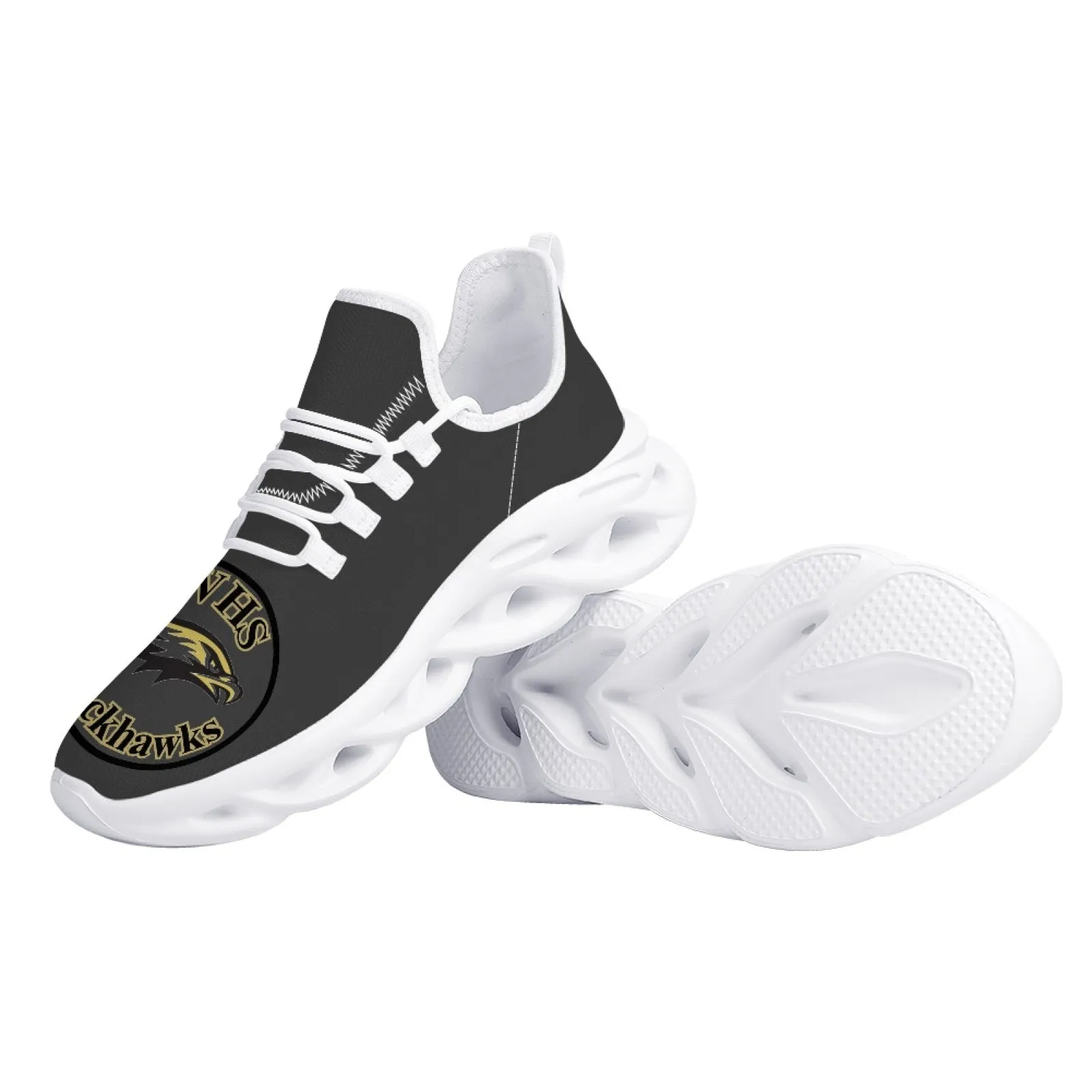 CVHS Blackhawk Logo White & Charcoal Gray Max Soul Athletic Shoes