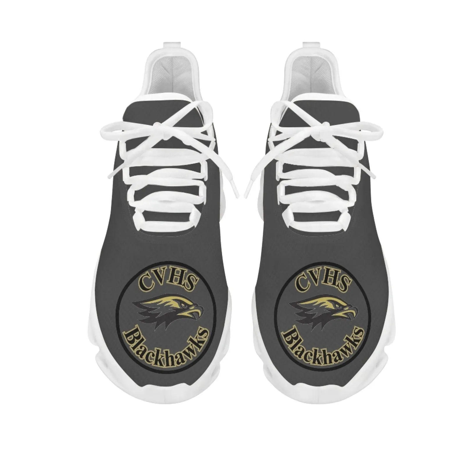 CVHS Blackhawk Logo White & Charcoal Gray Max Soul Athletic Shoes