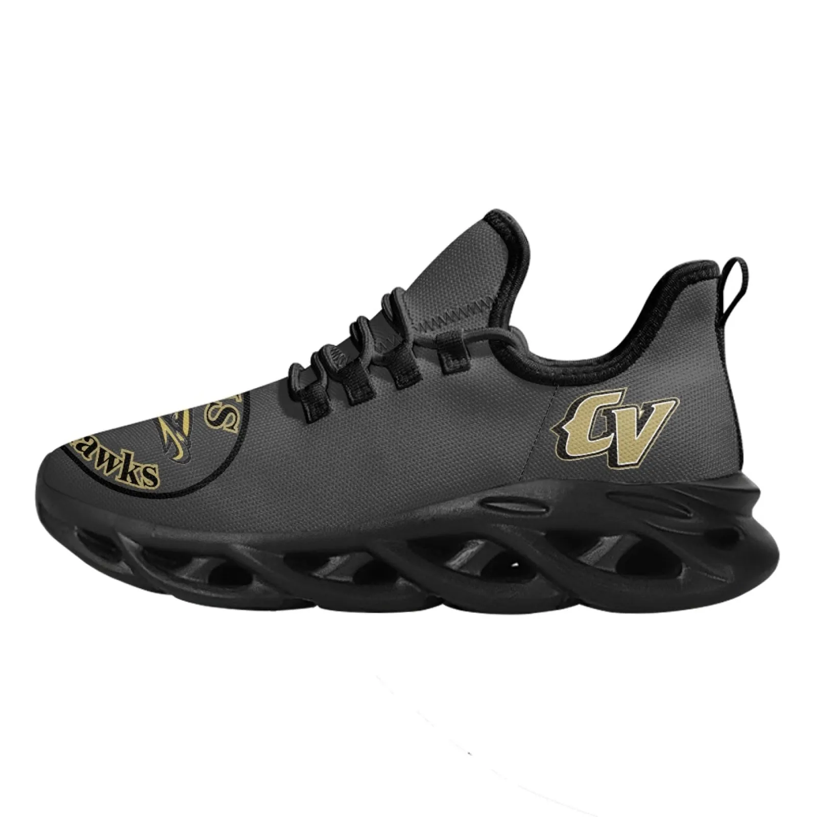 CVHS Blackhawk Logo White & Charcoal Gray Max Soul Athletic Shoes