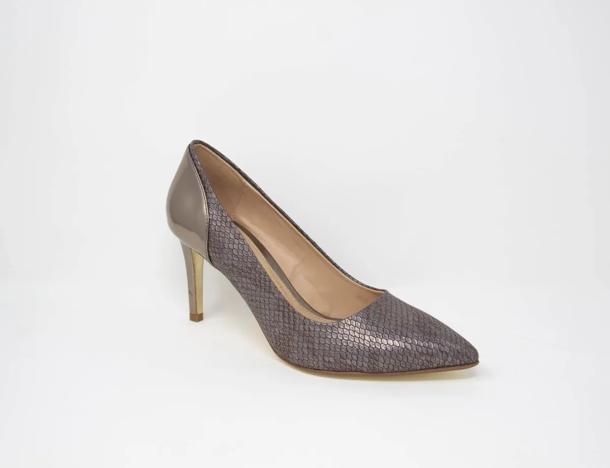 Glamour Cynthia Pewter Snake Court Shoes