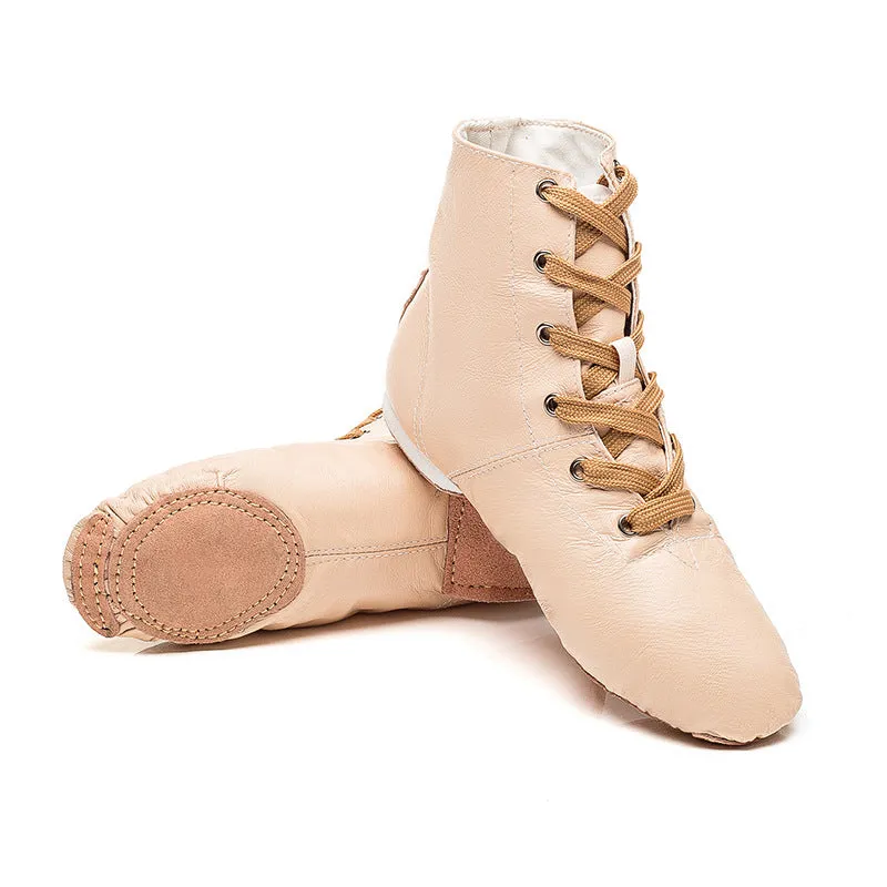 Leather Women's Girl's Lace-up Jazz Dance Boots