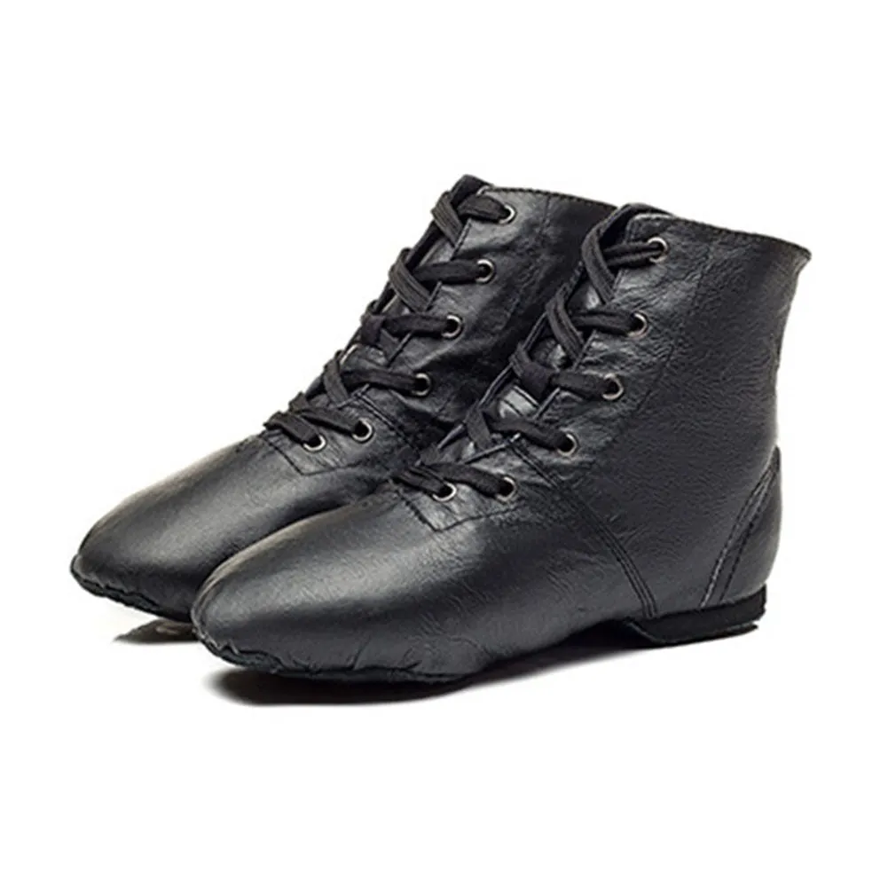 Leather Women's Girl's Lace-up Jazz Dance Boots