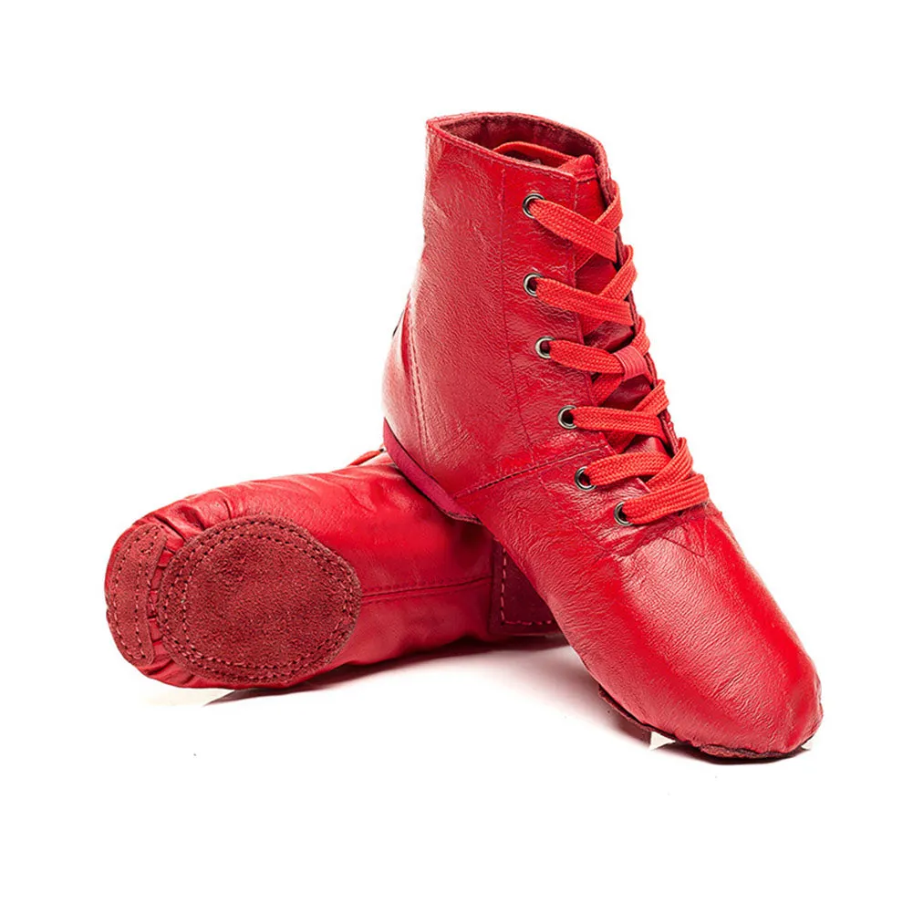 Leather Women's Girl's Lace-up Jazz Dance Boots