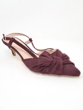 Moow Burgundy Suede Low Heel Court Shoe