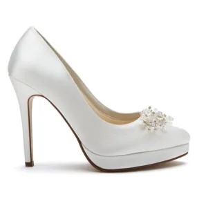 Rainbow Club Skye Ivory Satin Silver Bejewelled