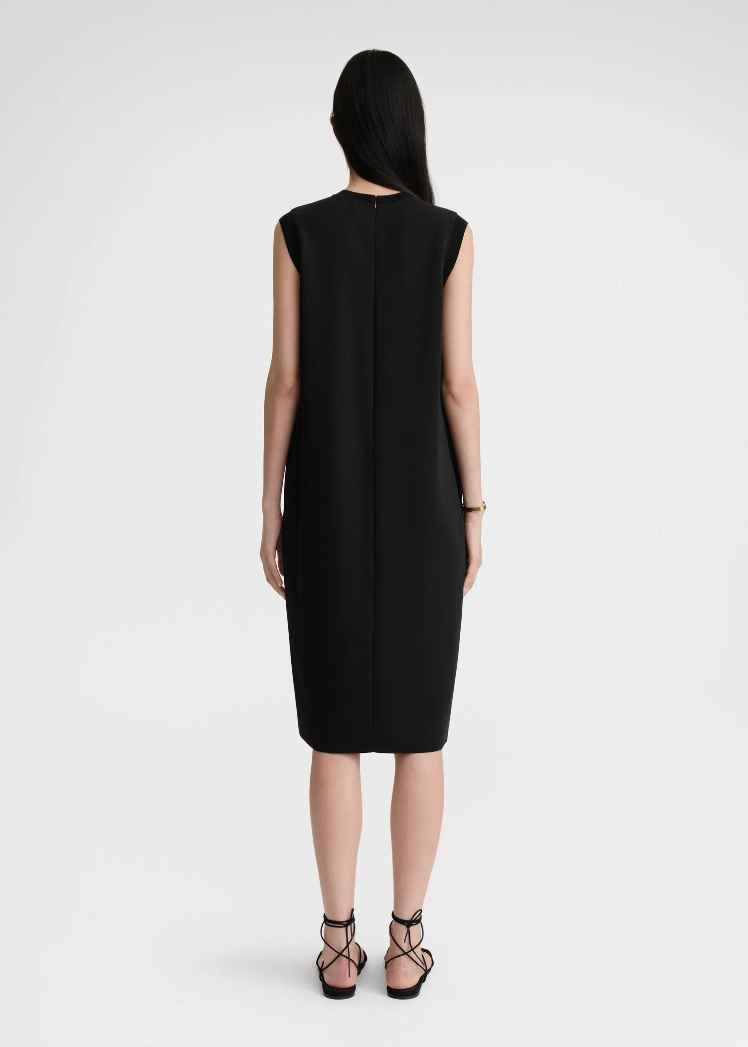Rib-edge shift dress black
