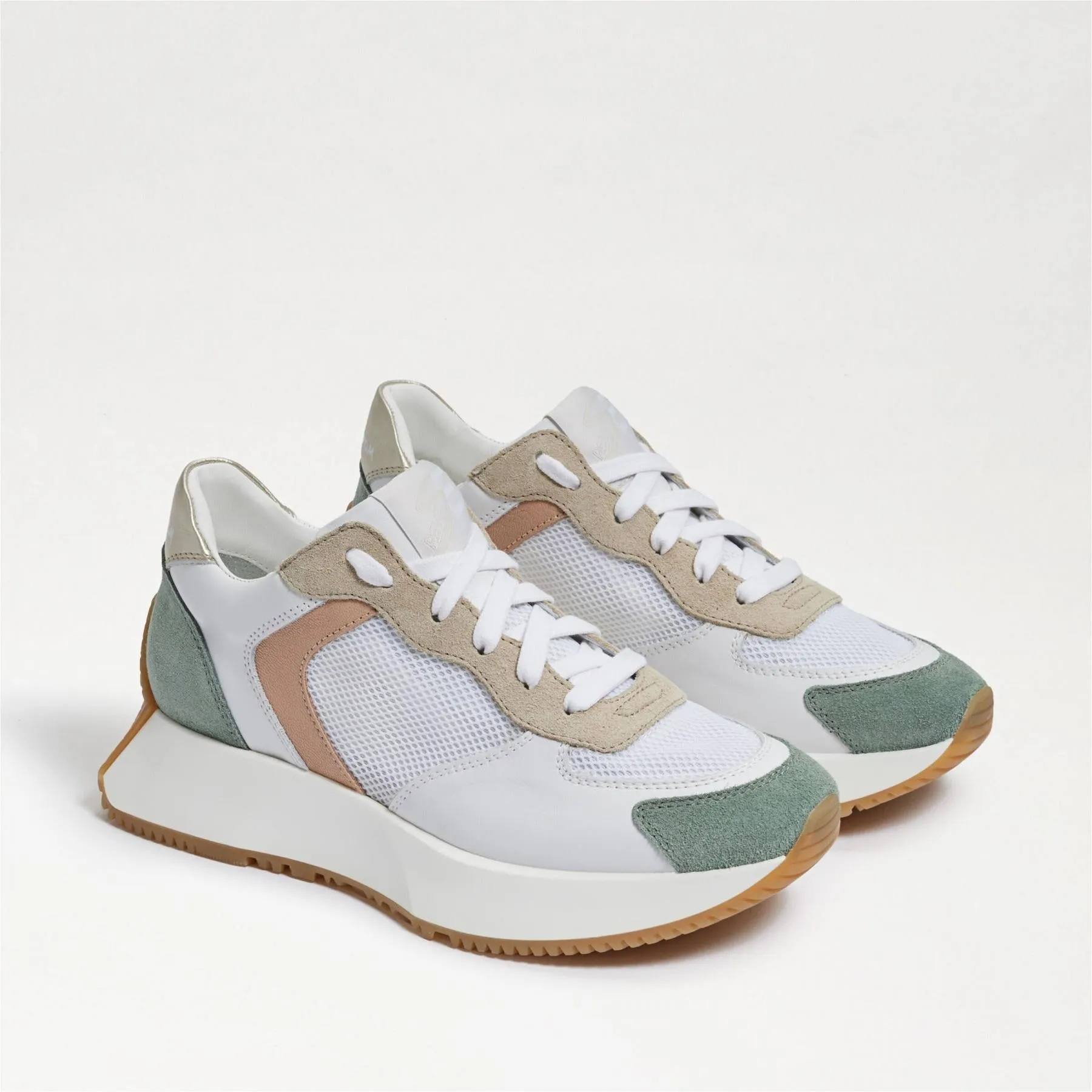 Sam Edelman Jenny Blush Multi Lace Up Mesh Low Top Breathable Athletic Sneakers